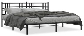 Kovový rám postele s čelom čierny 193x203 cm 376330