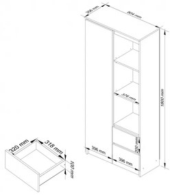 Regál R11 R80 1D 2SZ CLP biely