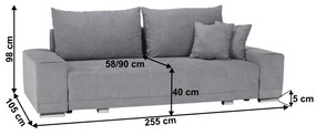 Kondela Rozkladacia pohovka, svetlosivá, KEVAN BIG SOFA