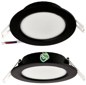 BERGE Okrúhly LED panel zapustený - čierny - 6W - PC - neutrálna biela