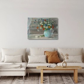 Sklenený obraz - Lúčne kvety, olejomaľba (70x50 cm)