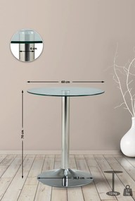 Stôl okrúhly sklenený 1025033 - v70 x Ø60 cm - Transparentná / sklo