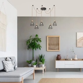 Rabalux 3150 - Luster na lanku FARFALLE 5xE27/40W/230V pavúk čierna/buk