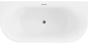 Mexen Oval, voľne stojaca nástenná vaňa 180 x 80 cm, biela-čierna, grafitový prepad, 52671808075-66