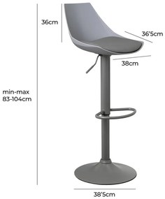 Sivé barové stoličky s nastaviteľnou výškou z imitácie kože v súprave 2 ks (výška sedadla 56,5 cm) – Casa Selección