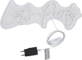 Neónová nástenná lampa biela vrátane LED - Let's Party