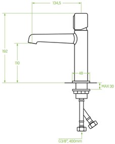 Laveo Pretto, umývadlová batéria h-192 s odtokovou zátkou ClickClack, čierna matná, LAV-BAO_722D