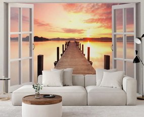Gario Fototapeta Okno s výhľadom na mólo Materiál: Vliesová, Rozmery: 210 x 150 cm
