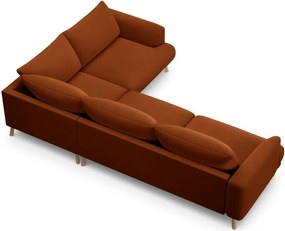 Zamatová rohová pohovka v terakotovej farbe (pravý roh/do L) Naomi – Micadoni