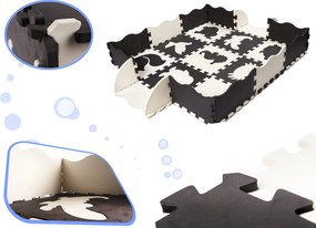KIK Pymic Kontrast Panel Mat penová podložka puzzle 25 dielov 114 x 114 cm, čierna a ecru
