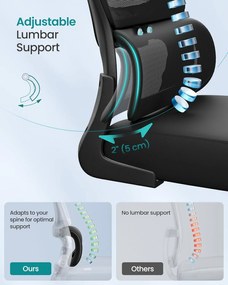 Ergonomická kancelárska stolička, sieťovaná, čierna
