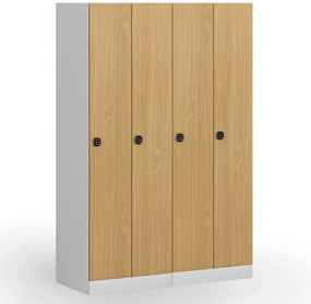 Kovová šatníková skrinka S1, 2-dverová, 1850 x 600 x 500 mm, kódový zámok, laminované dvere, breza