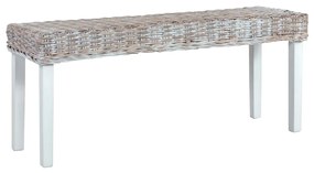 Lavička 110 cm biely prírodný kubu ratan a masívne mangovníkové drevo 285788