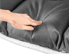 Biele závesné kreslo KOKON so stojanom, sivý vankúš