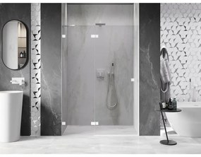 Mexen, Mexen Lunar ľavé otočné sprchové dvere 135 cm, transparentné, biele - 834-135-000-20-00-L
