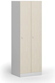 Kovová šatníková skrinka S1, 2-dverová, 1850 x 600 x 500 mm, cylindrický zámok, laminované dvere, breza