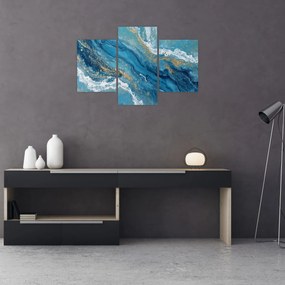 Obraz - Bledomodrý mramor so zlatom II. (90x60 cm)