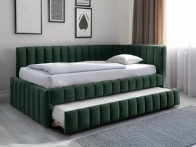 Čalúnená posteľ COMFINO VELVET s prístelkou 120x200 cm tmavozelená