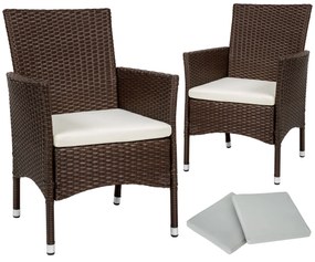 tectake 404550 2 záhradné stoličky ratanové vr. 4 povlakov - hnedá / béžová