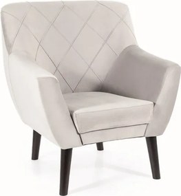 Kreslo KARLY - čalúnené - svetlo šedé/wenge