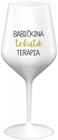 BABIČKINA TEKUTÁ TERAPIA - biely nerozbitný pohár na víno 470 ml
