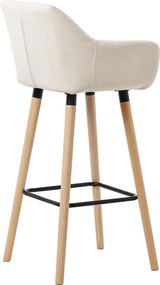 Barová stolička Grant - látka, drevené nohy natura - Béžová