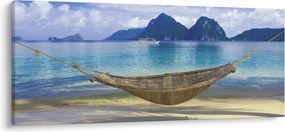 Obraz - Obraz hojdacej siete na pláži 2 (120x50 cm)
