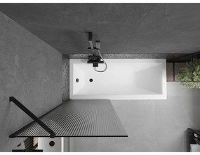 Mexen Next, vaňová zástena 1-krídlová 70 x 150 cm, fixné krídlo, 6 mm sklo s pruhmi, čierny profil, 895-070-000-00-09-70