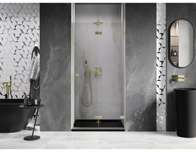 Mexen, Mexen Lunar-F pravé sklápacie sprchové dvere 65 cm, transparentné, brúsené zlato - 836-065-000-55-00-P