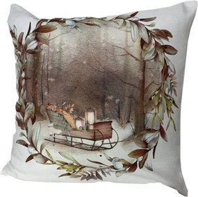 Polášek Vianočný dekoračný poťah na vankúš - Sane | 40 x 40 cm