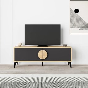 TV stolík v dekore duba v čierno-prírodnej farbe 140x51 cm Vae – Marckeric
