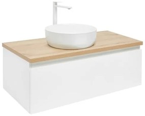 Kúpeľňová skrinka s krycou doskou SAT B-WAY 99x30x45 cm biely lesk BWAY100WDOAKU2B, 1 ks