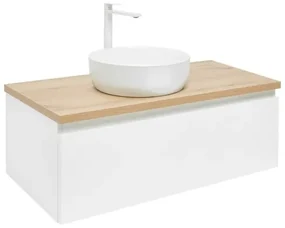 Kúpeľňová skrinka s krycou doskou SAT B-WAY 99x30x45 cm biely lesk BWAY100WDOAKU2B
