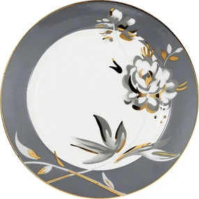 Biely/sivý dezertný porcelánový tanier ø 20,5 cm Aslaug – Green Gate