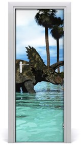 Samolepiace fototapety na dvere Dinozaury na pláži 95x205 cm