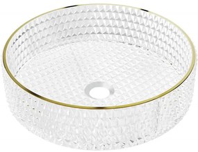 Mexen Aura, sklenené umývadlo na dosku, 39 x 39 cm, číra-zlatá, 24013905