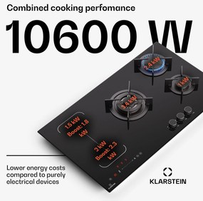 Klarstein MultiChef 5 Wok, indukčná a plynová varná doska, 5 varných zón, 3 plynové horáky, 2 indukčné varné dosky, FlexZone