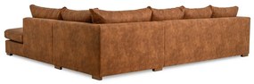Koňakovohnedá rohová pohovka z imitácie kože (pravý roh) Hamburg – Scandic
