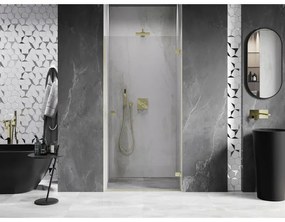 Mexen, Mexen Lunar-B výklopné pravé sprchové dvere 95 cm, transparentné, brúsené zlato - 832-095-000-55-00-P