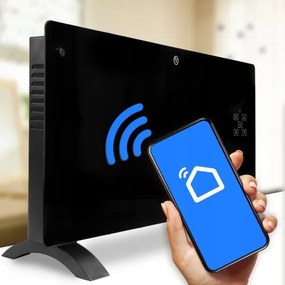 Sklenený konvekčný ohrievač Eco Wifi termostat 2000W čierny