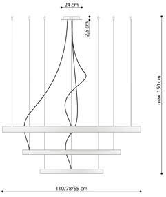 Thoro Lighting Luster RIO 3 55/78/110 zlatý LED 4000K