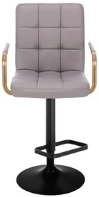 LuxuryForm Barová stolička VERONA GOLD na čiernom tanieri - šedá