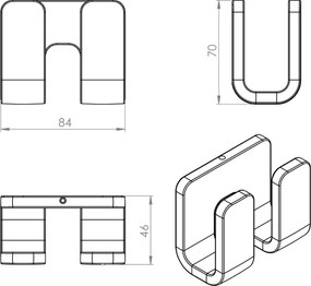 Gedy Gedy, OUTLINE dvojitý háčik, čierna mat, 322814