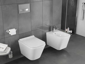 Mexen Teo, závesná WC misa 510x345x340 mm, Rimless Tornádo + WC sedadlo z duroplastu, biela lesklá, 30850700T