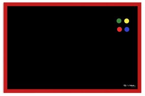 Toptabule.sk  Čierna magnetická tabuľa v červenom drevenom ráme 60x40 cm