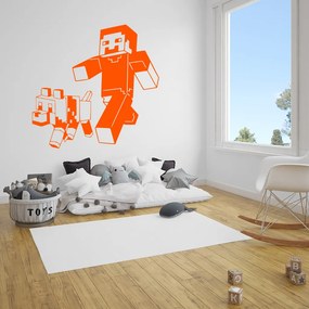 Veselá Stena Samolepka Minecraft so psom Farba: oranžová, Veľkosť: 40 x 38 cm