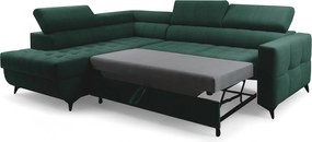 Rohová sedačka Nardo L s rozkladom ľavostranná - zelený zamat Bluvel 78