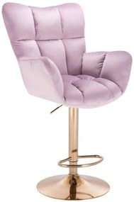 LuxuryForm DESIGN Barové kreslo AURORA VELUR na zlatom tanieri - levanduľa