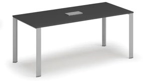 Stôl INFINITY 1800 x 900 x 750, grafit + stolová zásuvka TYP IV, strieborná