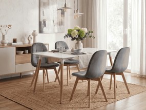 Jedálenský set 1 + 4, biely stôl ADRIA 120x80 cm + tmavosivá zamatová stolička BORA